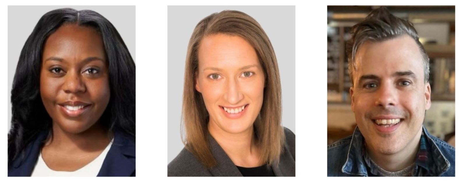 headshots of 3 new board members